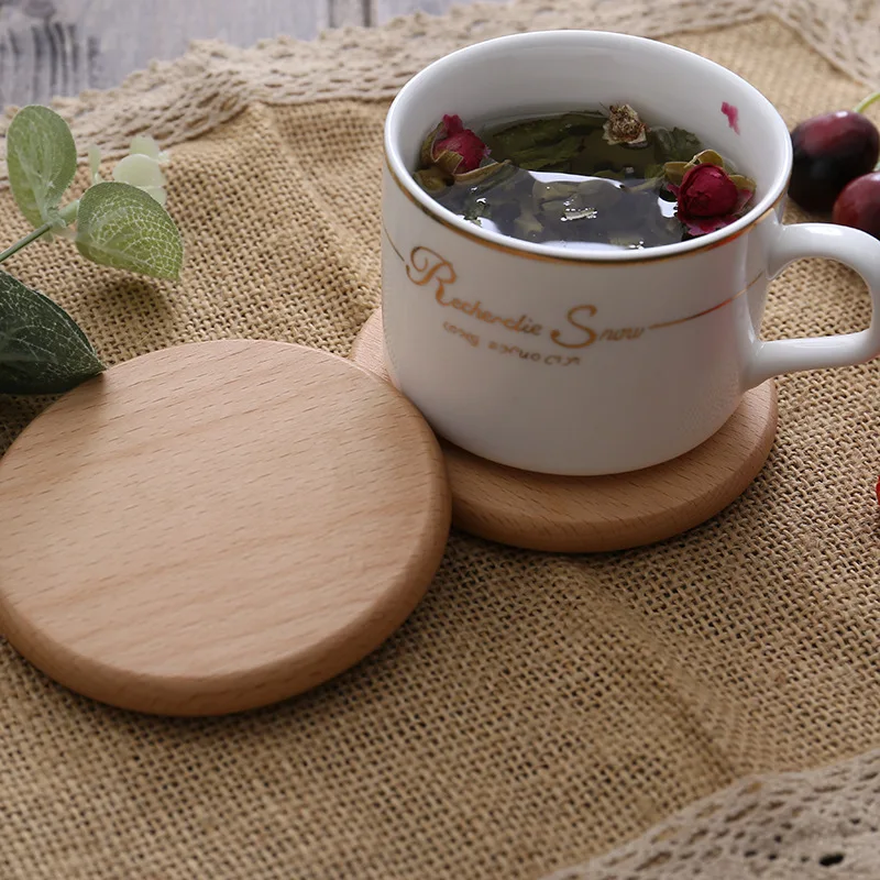 8.8cm Walnut Wood Coasters for Glasses Mugs, Round Square Wooden Cup Mat Durable Tea Coffee Cup Pad Placemats