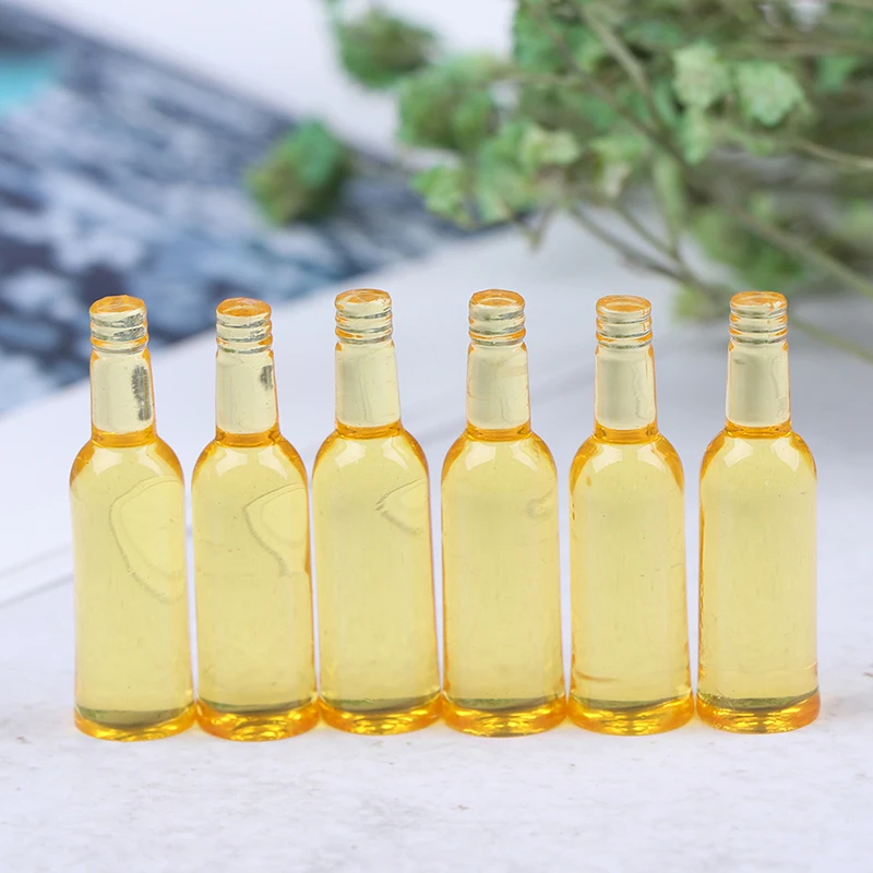 6Pcs 1:12 Dollhouse Miniature Beer Wine Drink Bottle Doll Kitchen Accessories