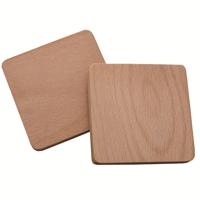 8.8cm Walnut Wood Coasters for Glasses Mugs, Round Square Wooden Cup Mat Durable Tea Coffee Cup Pad Placemats