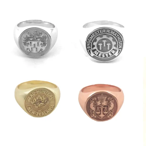 Custom Engraved 17mm Round Top Ring Engraved Signet Ring Personalize Engraving Letters Logo Rings Fashion Men Copper Jewelry