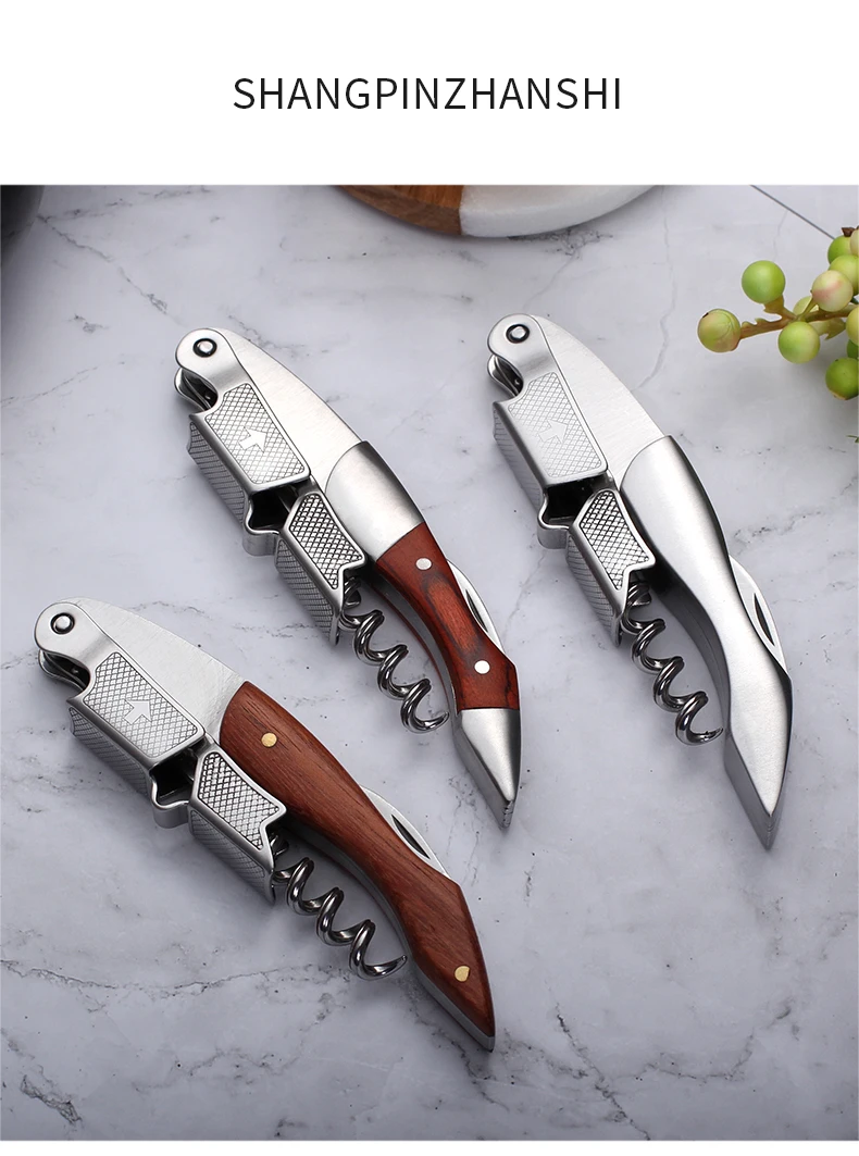 Wood Handle Corkscrew Professional Wine Opener Portable Screw Corkscrew Multifunction Beer Cap Bottle Opener Kitchen Bar Tool