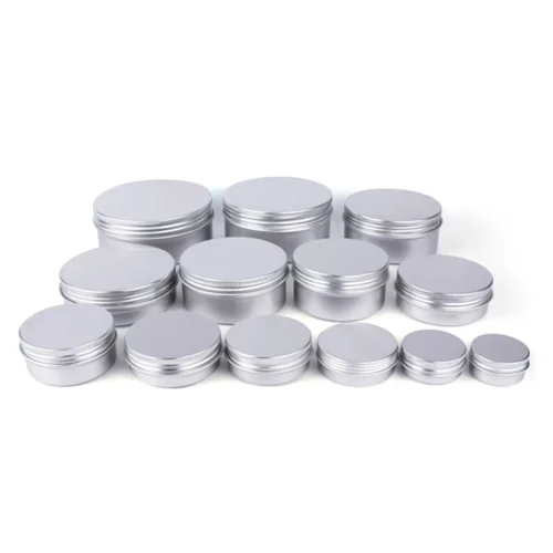 5/10/15/20/30/50/60/100/150/200/250g Aluminum Tins with Lids Silvery Tin Cans Round Metal Box Empty Ceam Jar Cosmetic Containers