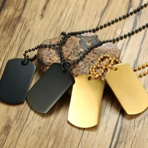 Double Dog Tag Pendant Necklace for Men Boys,Personalized Stainless Steel Male Jewelry Free Engraving,Soldiers Jewelry