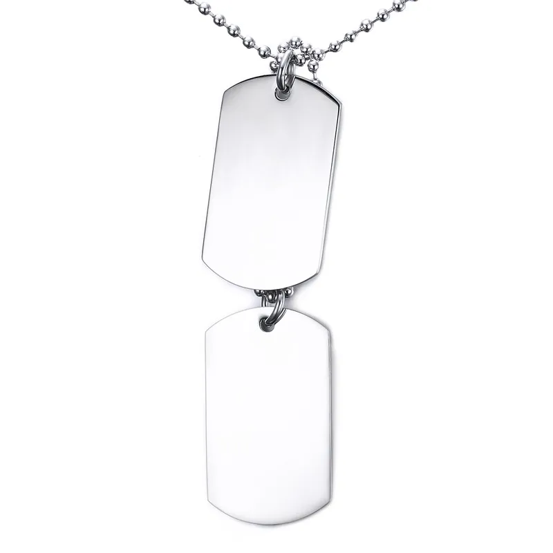 Double Dog Tag Pendant Necklace for Men Boys,Personalized Stainless Steel Male Jewelry Free Engraving,Soldiers Jewelry