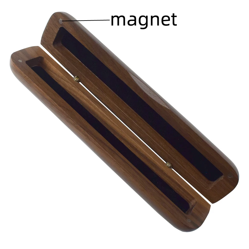 Handmade Natural Wooden Pen Box Walnut Wood Pencilcase Portable Magnet Fixed Storage Box For One Pen Office School Supplies Gift