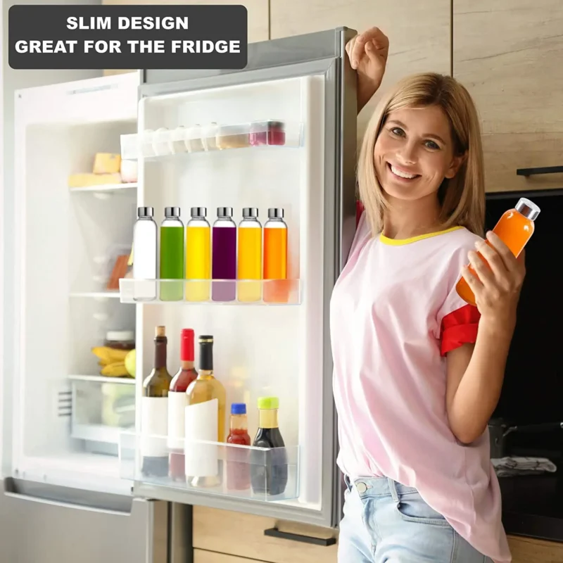 Glass Water Bottles Stainless Steel Leak Proof Lid Soda Lime  Reusable Drinking Bottle Sauce Jar Juice Beverage Container