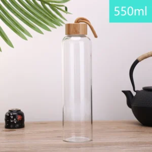 Glass Water Bottles Stainless Steel Leak Proof Lid Soda Lime  Reusable Drinking Bottle Sauce Jar Juice Beverage Container