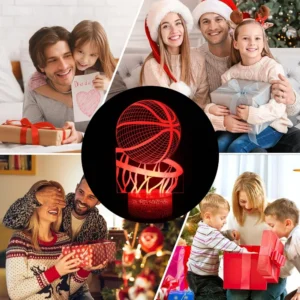 Basketball Night Light for Kids 3D LED Illusion Lamp Remote Control Brightness Adjustment Gifts for Girls Boys Room Decoration