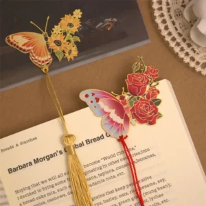 2024 Cute Butterfly Metal Bookmark Colorful Bronzing Bookmark With Chain Gifts For Book Lovers Readers Writers Friends Adults