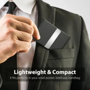 Business Card Holder PU Leather & Stainless Steel Business Card Case for Men Women Slim Name Cards Holder RFID Magnetic Closure