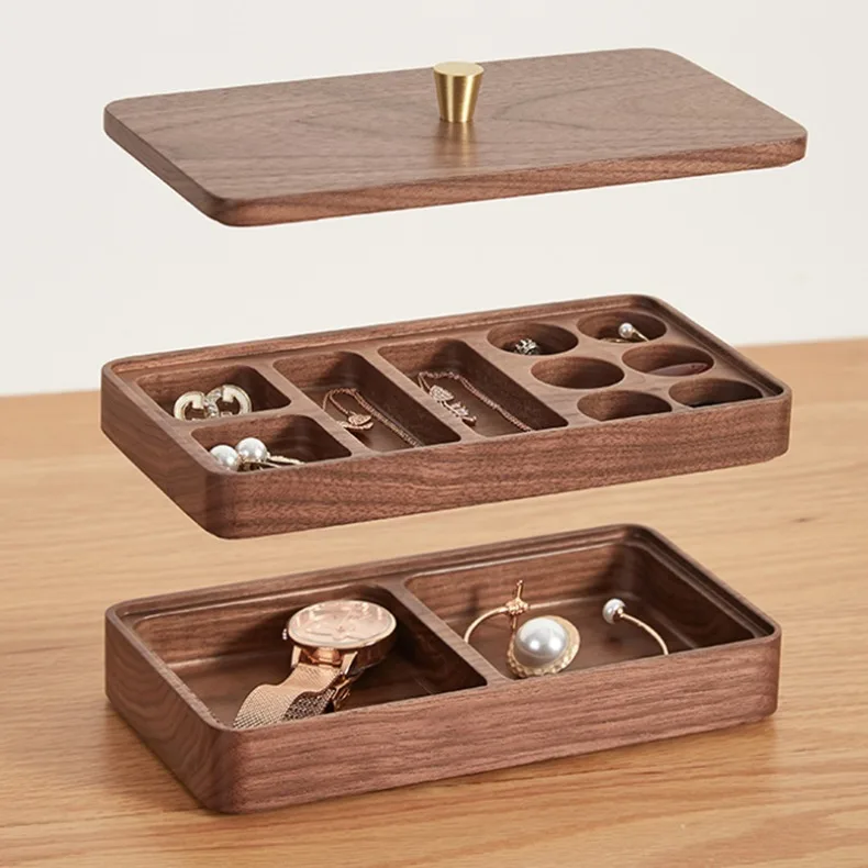 Wooden Jewelry Storage Box Earring Necklace Jewelry Organizer Box Bracelet Ring Necklace Watch Boxes Vintage Display Holder