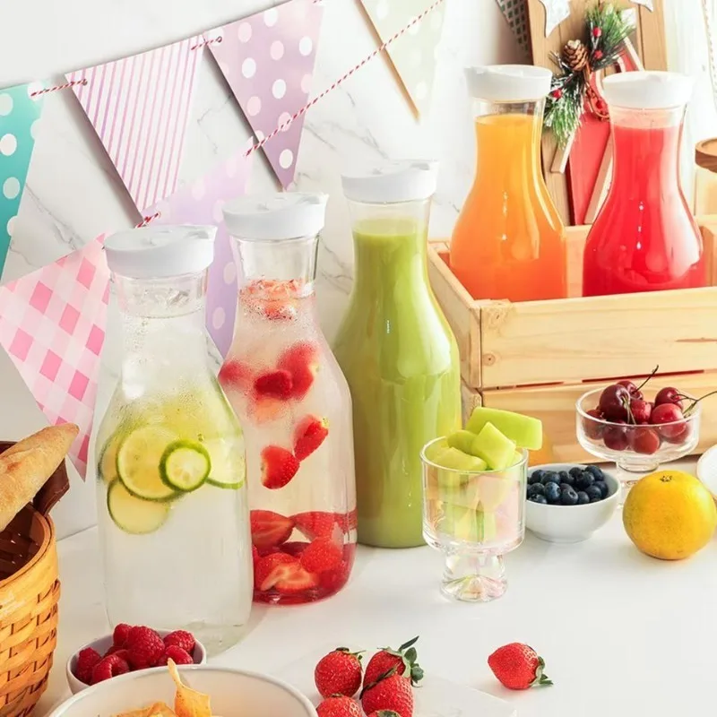 1500mlPlasticJuice WaterBottle with Leak proofCap Round/Square Juice Container Large Capacity Water Bottle for Cold Drinks/Juice