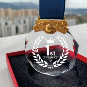 1st 2nd 3rd Place Crystal Trophy - Champion, Runner-Up & Bronze Award Pendants for Sports, Competitions, Ceremonies