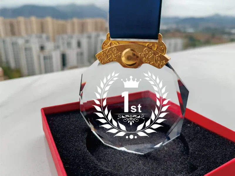 1st 2nd 3rd Place Crystal Trophy - Champion, Runner-Up & Bronze Award Pendants for Sports, Competitions, Ceremonies