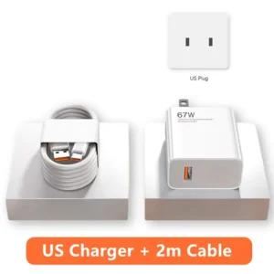 67W USB Fast Charger for Xiaomi 14 13 12 11 10 Ultra Redmi Note 12T 13 Pro Turbo Quick Charge Type C Cable Fast Charging Adapter