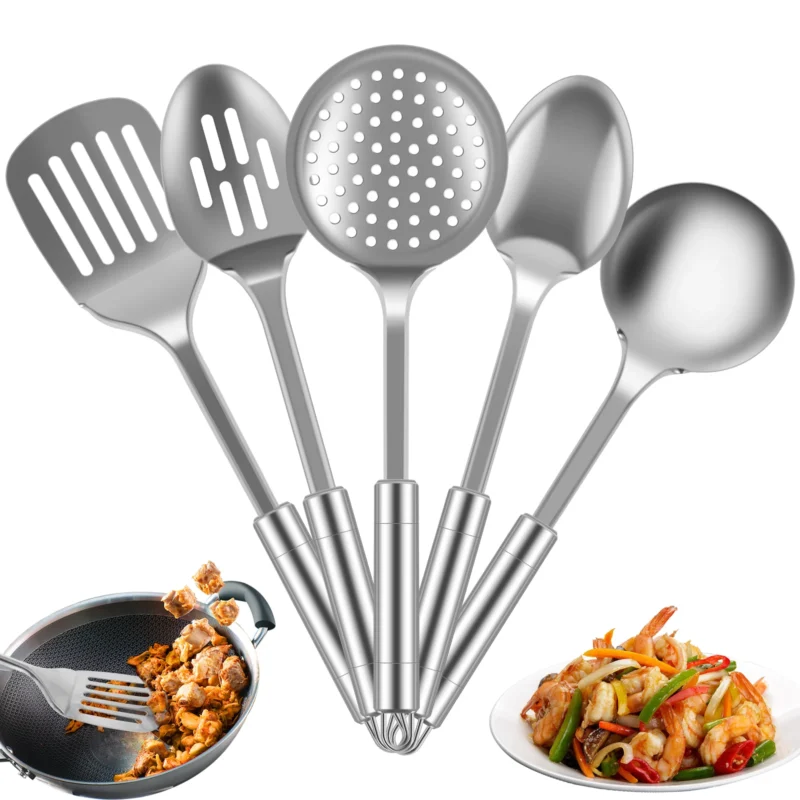 5Pcs Cooking Utensil Set, 11 PCS Stainless Steel Kitchen Utensil Set, Nonstick Kitchen Spoons Spatula Cookware Set
