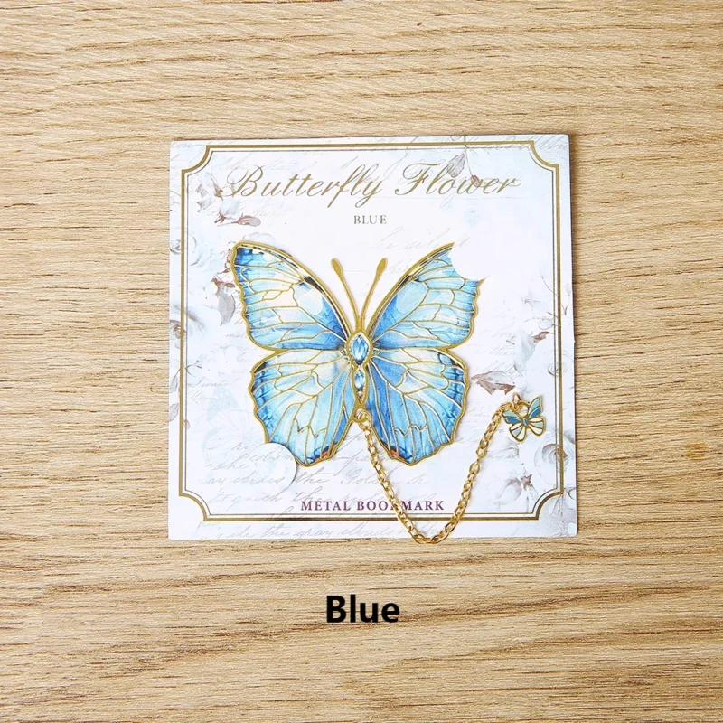 Mini Cute Butterfly Metal Bookmark With Chain And Gold Foil Design, Butterfly Book Page Holder, Vintage Bookmark To Aid Reading