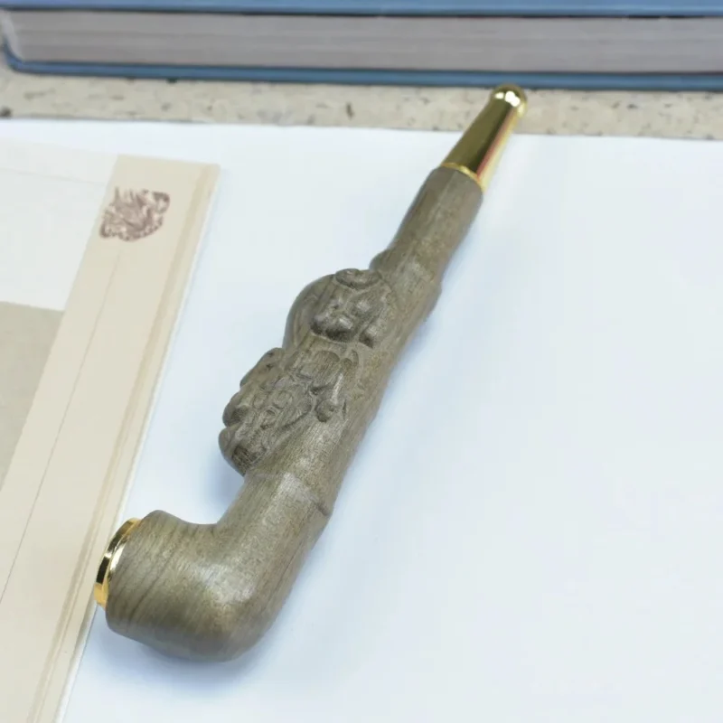 Double Filter Red Sandalwood Smoke Pipe Carved Dragon Mouth Real Wood Cleaning Friendly Compact And Durable Smoking Accessory