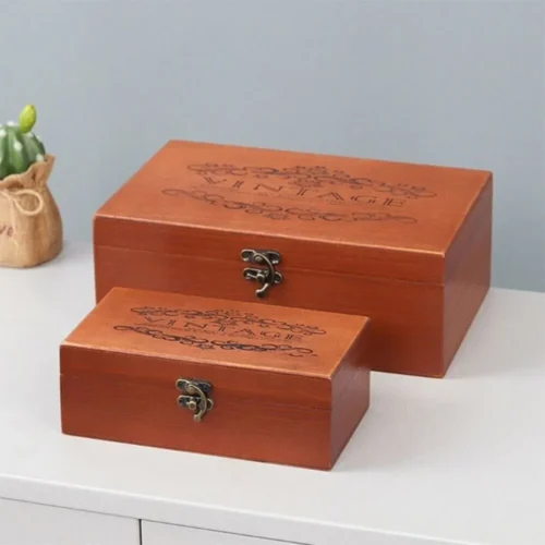 High Quality Storage Box For Gift Packaging Gorgeous Style Vintage Wood Color