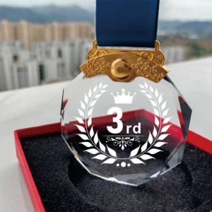 1st 2nd 3rd Place Crystal Trophy - Champion, Runner-Up & Bronze Award Pendants for Sports, Competitions, Ceremonies