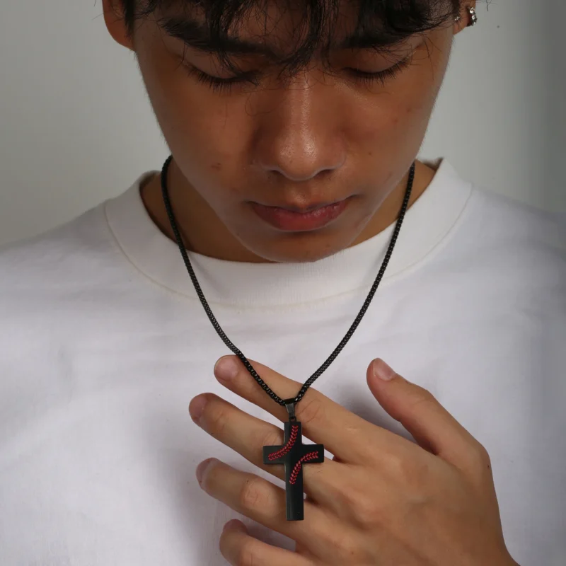 1PC Male Stainless Steel Necklace Man Rugby Baseball Necklaces for Men Basketball Soccer Cross Necklace Men Accessories Jewelry