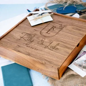 Free Custom Walnut Maple Wood Storage Box Photography Jewelry Wedding Gift Album USB Box Natural Wooden Case 16.9X16.9X3.5cm