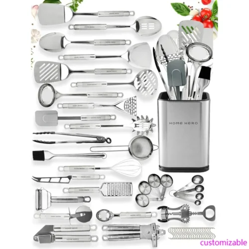 Stainless Steel 54-Piece Kitchen Utensil Set - Heat Resistant Nonstick Cooking Tools