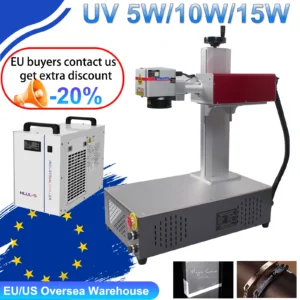 S0c291379995b445f92d7070678aaf3387.webp 15W UV Laser Marking Machine UV 15W 5W 10W 355nm Engraver Glass Maker for Glass/Wood/PVC/Stainless Steel/Plastic Leather