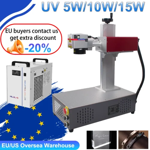 15W UV Laser Marking Machine UV 15W 5W 10W 355nm Engraver Glass Maker for Glass/Wood/PVC/Stainless Steel/Plastic Leather