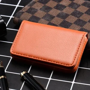 1pc PU Leather Business Card Holder With Magnetic Buckle Slim Pocket Name Card Holder Large Capacity Portable Credit Card Case