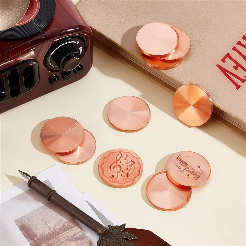 B84B-Rose Gold For DIY Crafts Engraving Blanks 10Pcs 40Mm Copper Round Disc Metal Plates For Stamping