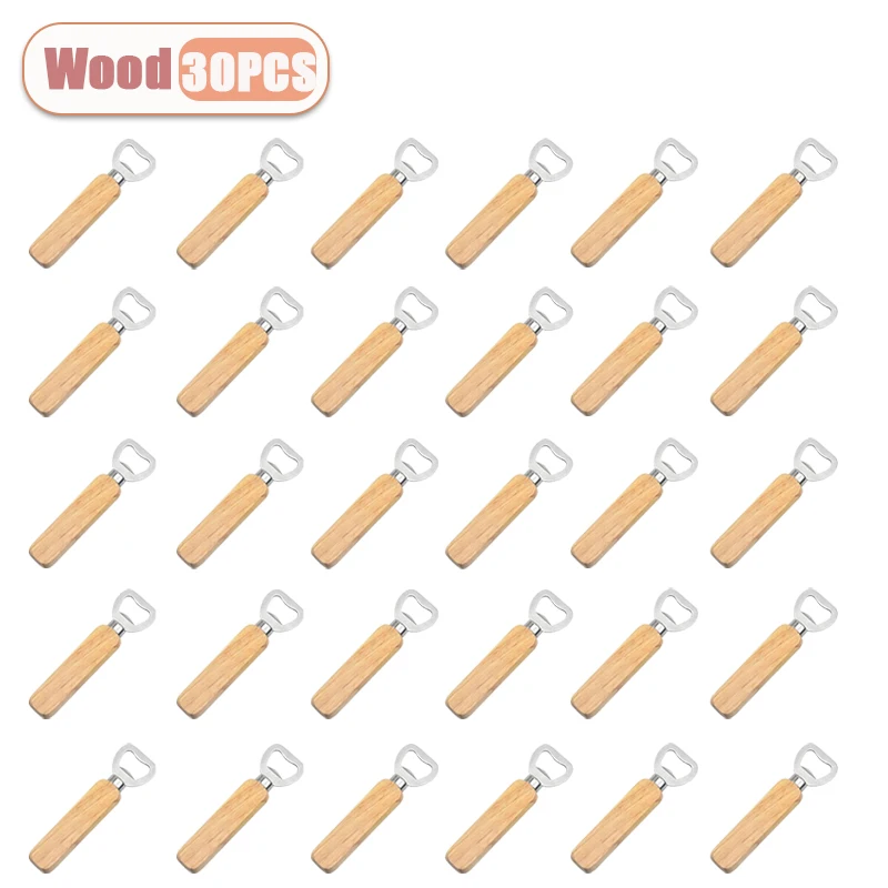 1-30PCS Stainless Steel Wooden Bottle Opener For Home Kitchen Bar Restaurant Party Gift Kitchen Accessories  Gadget