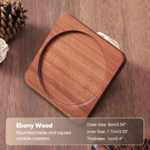 1PCS Solid Walnut Wood Coaster Round Square Beech Wood Cup Mat Durable Heat Resistant Tea Coffee Cup Pad Placemats 8.8cm/3.46in