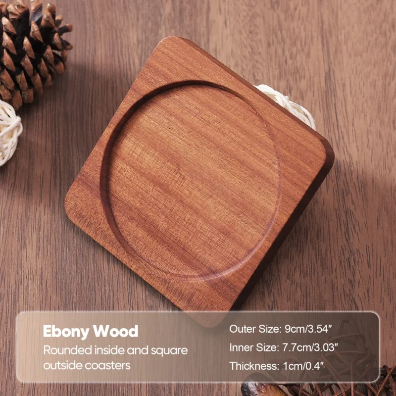 1PCS Solid Walnut Wood Coaster Round Square Beech Wood Cup Mat Durable Heat Resistant Tea Coffee Cup Pad Placemats 8.8cm/3.46in