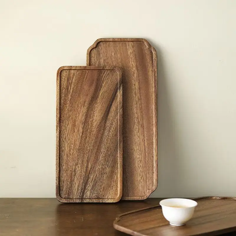Wooden Tray Home Tea Tray Rectangular Dinner Tray Wooden Snack Fruit Tray Creative Dry Bubble Tray Simple Multi-Function Tray