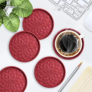 6PCS Non-stick Tray Coffee Coasters Silicone Grey/Black/Red Silicone Drink Coasters Silicone Coasters Tabletop Protection