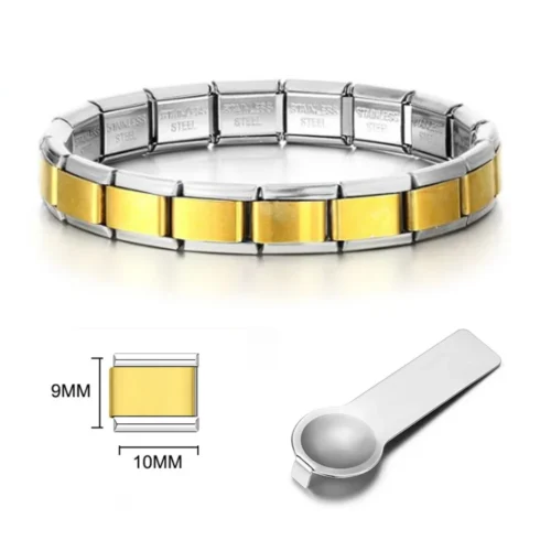 Italian Charm Link for Women Men 9mm Width Silver Gold Color Chain Stainless Steel Bracelet on Hand DIY Making Jewelry Wholesale