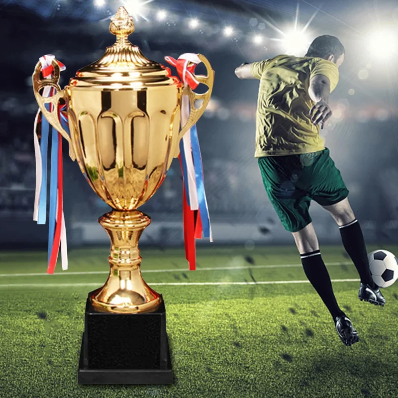 Gold Award Model Trophy Cups Plastic/Metal Sculpture Trophies 37/21/17cm Competition Soccer Craft Souvenirs Winner Medal