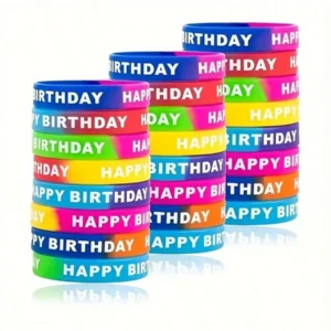 S1847da31fdbb46798d69f414df8200f2K.webp 8/16/24/48pcs Colored Silicone Wristbands for Birthday Party Supplie,Interesting birthday present,Happy Birthday Rubber Bracelet