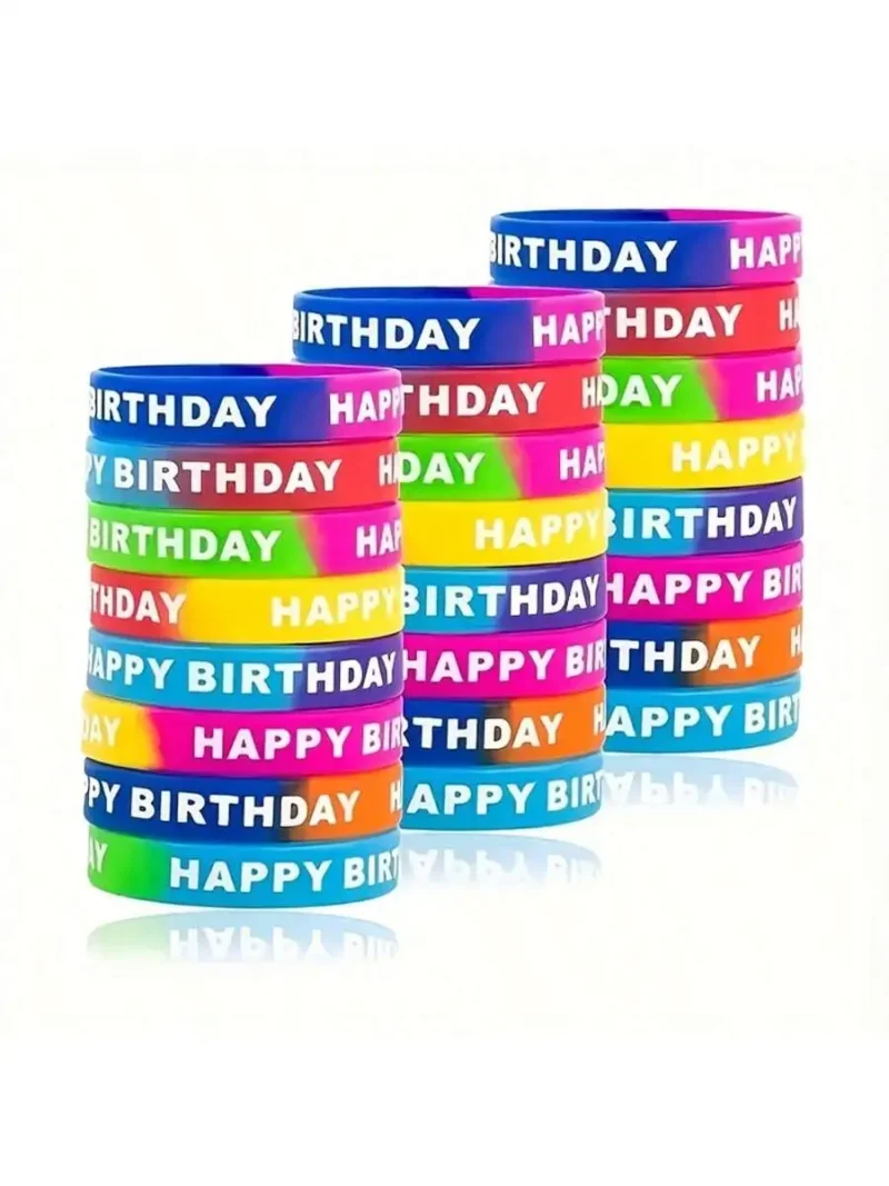S1847da31fdbb46798d69f414df8200f2K.webp 8/16/24/48pcs Colored Silicone Wristbands for Birthday Party Supplie,Interesting birthday present,Happy Birthday Rubber Bracelet