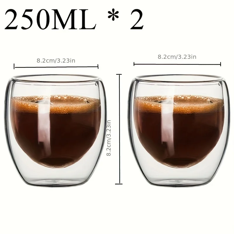 Double Wall Glass Cup Heat Insulation Transparent Handmade Tea Drink Cups MINI Whisky glasses Espresso Coffee Mug set 250-450ml