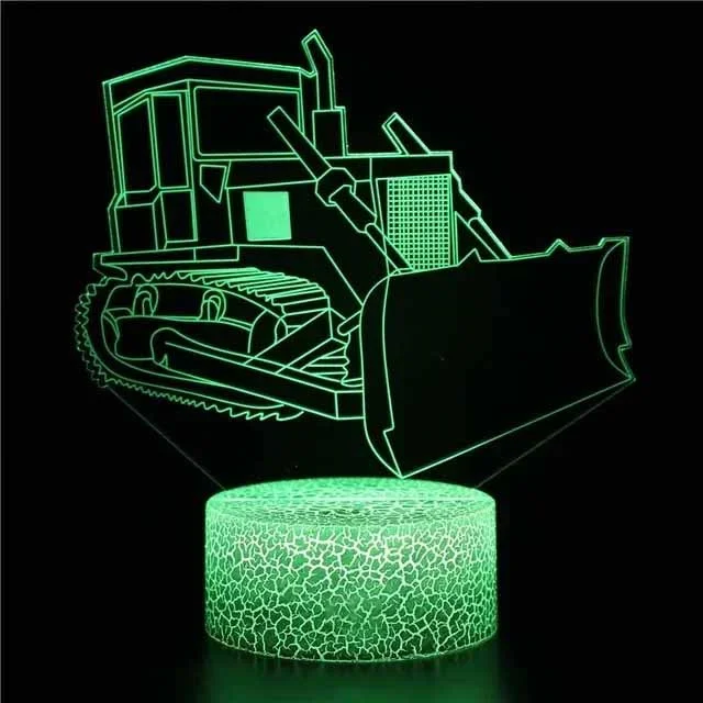 Car,Truck,Tractor,Excavator 3D Night Light LED Touch Illusion Table Lamp Baby Bedroom Decor Gift Lamps for Christmas Birthday