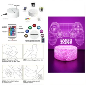 NEON GAMER 3D Lamp LED Night Light Gaming Setup RGB Children's Lamps Gamer Room Decoration Bedroom Table Lamp Personalized Gifts