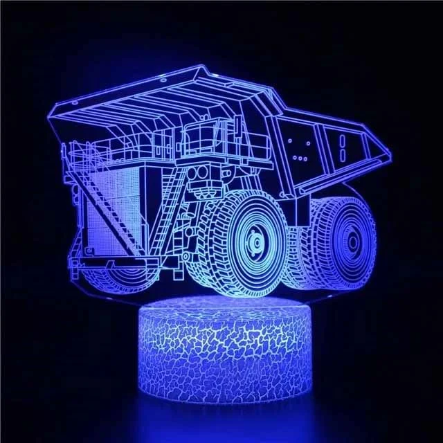 Car,Truck,Tractor,Excavator 3D Night Light LED Touch Illusion Table Lamp Baby Bedroom Decor Gift Lamps for Christmas Birthday