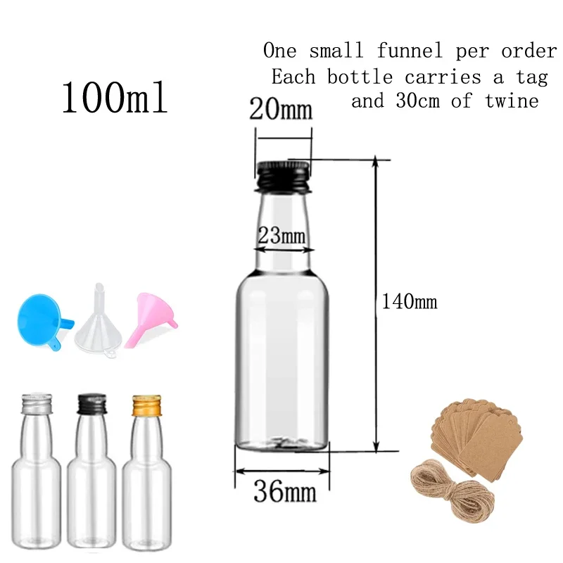10PCS 30ML-150ML Portable Plastic Mini Liquor Bottle Juice Bottles Reusable Drink Container For Favors Weddings Parties Favors
