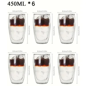 Double Wall Glass Cup Heat Insulation Transparent Handmade Tea Drink Cups MINI Whisky glasses Espresso Coffee Mug set 250-450ml