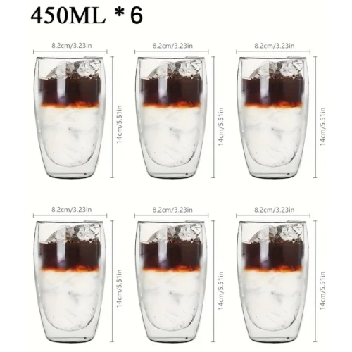 Double Wall Glass Cup Heat Insulation Transparent Handmade Tea Drink Cups MINI Whisky glasses Espresso Coffee Mug set 250-450ml