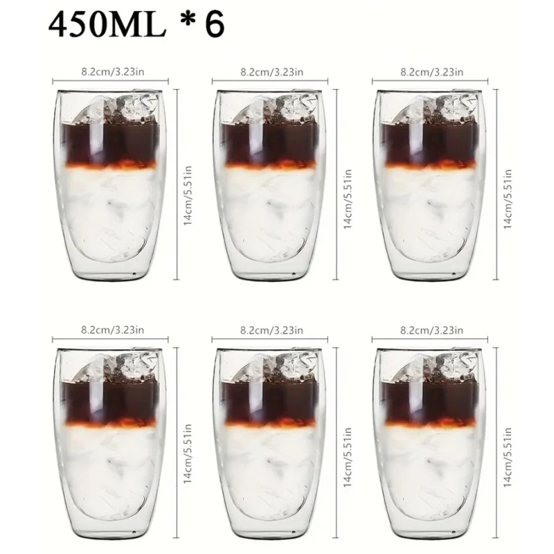 Double Wall Glass Cup Heat Insulation Transparent Handmade Tea Drink Cups MINI Whisky glasses Espresso Coffee Mug set 250-450ml