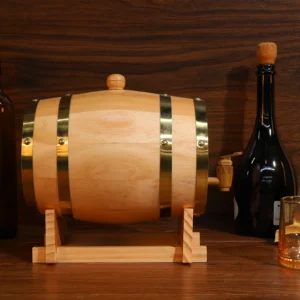 3L Wooden Whiskey Barrel with Stand Bung and Spigot Wine Barrel Whiskey Barrel Dispenser for Cocktails Bourbon Rum Tequila Beer