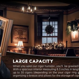 Cigar Humidor Box Cigar Case with Humidifier and Hygrometer, Cedar Wood Cigar Box with Divider, Cigar Gifts Accessories for Men